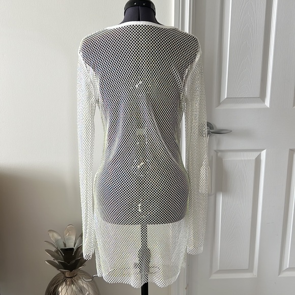 White mesh with stone glamours dress cover up - Picture 6 of 11